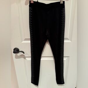 Carmen Marc Valvo Black Leggings with Silver Accents
